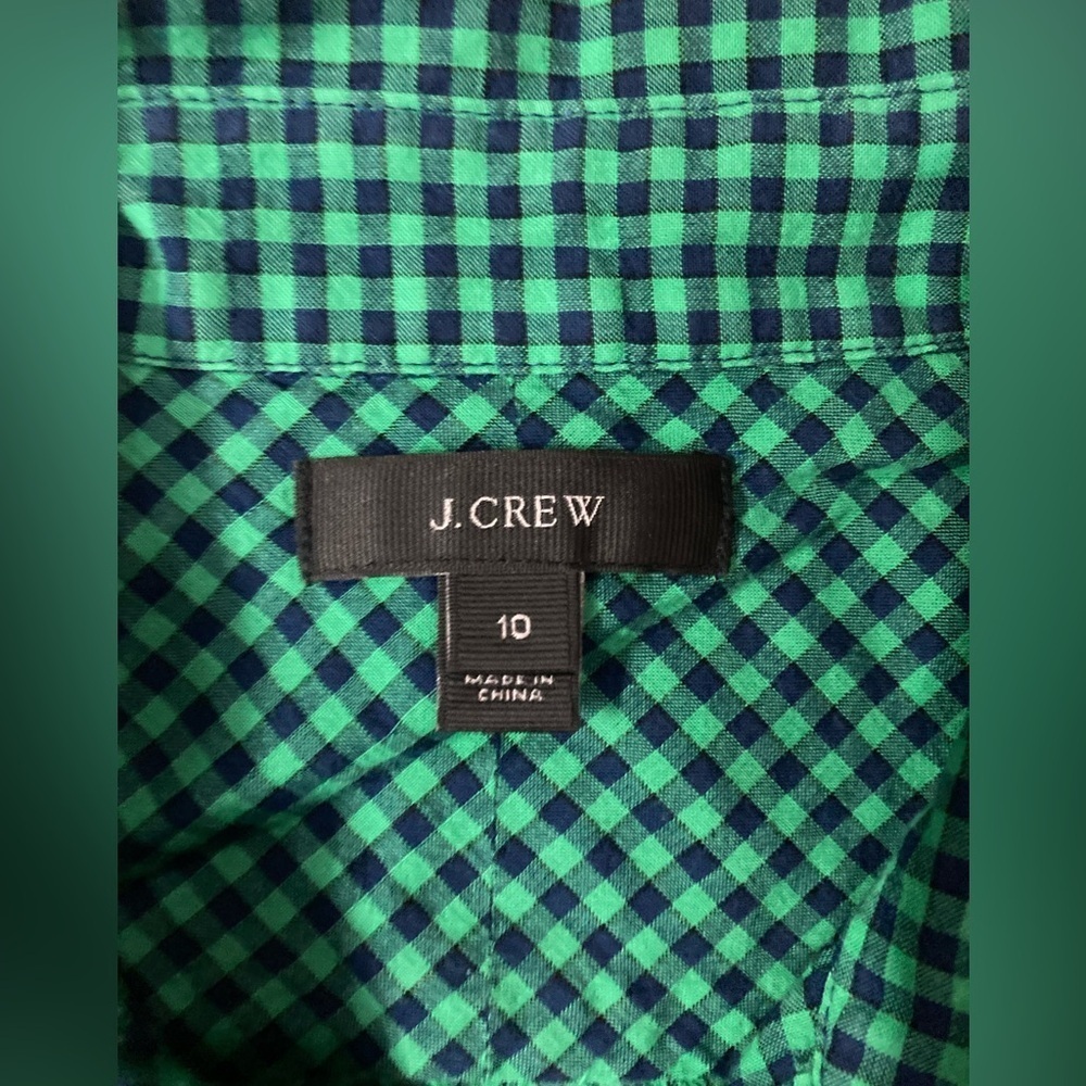 J. Crew Women’s Size 10 Blue/Green Checkered Button Down Shirt - Picture 4 of 8
